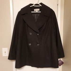Ava & Viv Black Peacoat 2X NWT
